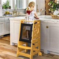TOETOL Kids Kitchen Step Stool with Keeper Bamboo