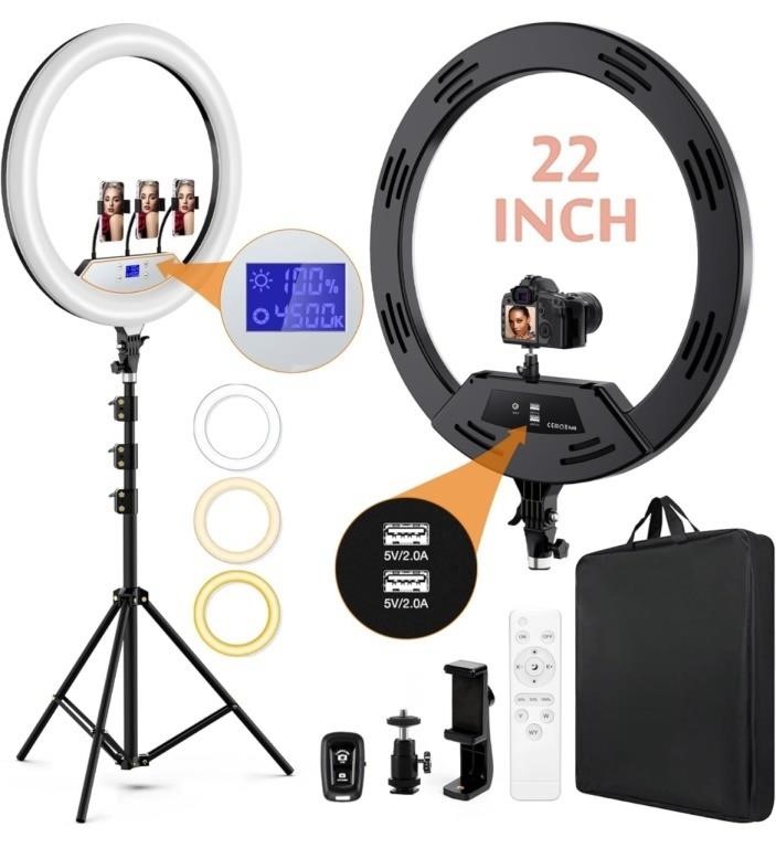 22" LED Ring Light, with 75" Tripod/LCD