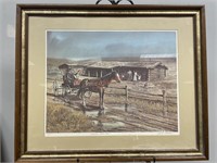Vintage Frontier House Call Framed Lithograph