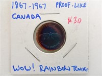 1867 - 1967 Rainbow Toned Canadian Cent