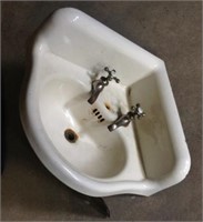 Vintage porcelain corner sink