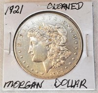 COIN - 1921 CLEANED MORGAN SILVER DOLLAR