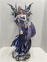 Large Fairy with Dragon Resin/Plastic Statue -