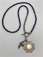 Necklace Fob Dove in Flight Lapis w/ Front