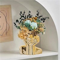 Flower Vase for Decor Gold Ceramic Face Vase for