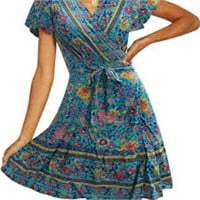 Temofon Women's Floral Wrap Dress Size XL *See