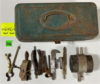 Vtg Metal Tool Box&misc tools