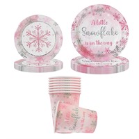10 Packs Snowflake Baby Shower Supplies: Pink