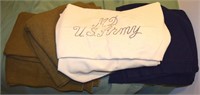(4) US Military Wool Blankets w/ Navy Blue /3 Army