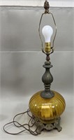 Glass Brass and Metal Accent Lamp VTG