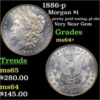 1886-p Morgan $1 Grades Choice+ Unc