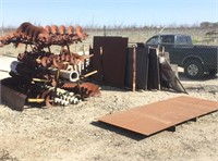 Lot of Iron Auger Blades and Sheet Iron