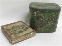 Two Antique Tobacco Tins Largest 6" x 4" x 6"