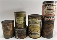 (6) Vintage Local Missouri Coffee Tins