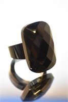 STERLING SILVER ONYX RING - SIGNED DAVID SIGAL