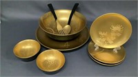 Assorted Gold & Black Lacquer Serving Pieces