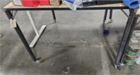4’ x 4’ metal rolling table with wooden top