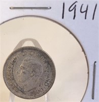 1941 Georgivs VI Canadian Silver Dime