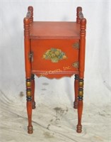 Antique Red Wood Smoker's Stand Table