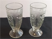 2pc Jeannette Pedestal Glasses Iris & Herringbone