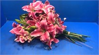 Lot of pink silk flowers
