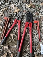 4 pc. - 2 Bolt Cutters & 2 Pipe Wrenches