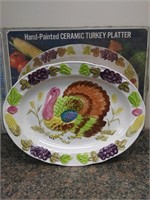 Hand Painted Ceramic Turkey Platter