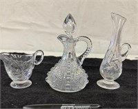 Vintage Cruet,Vase , & creamerb
