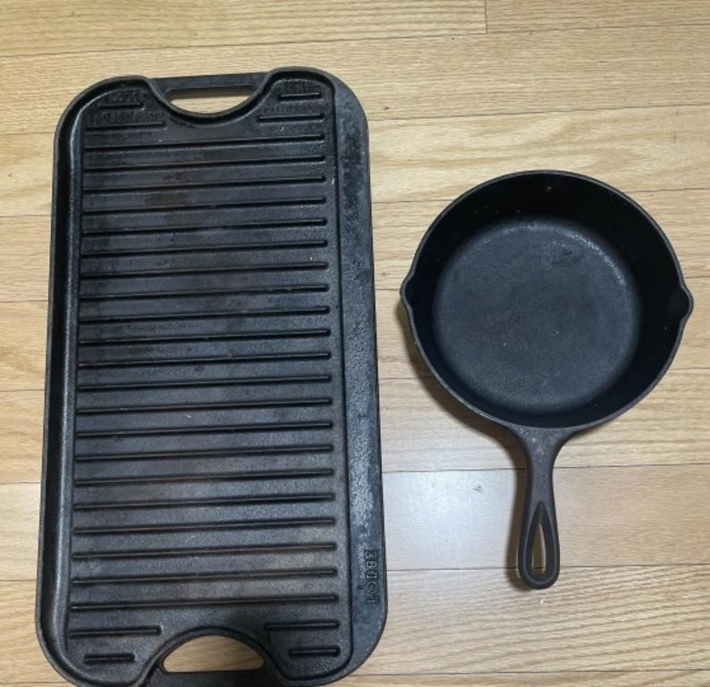 Lodge Cast Iron Skillet and Grid Iron