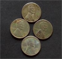 (4) 1943-S Steel Wheat-Ears Pennies