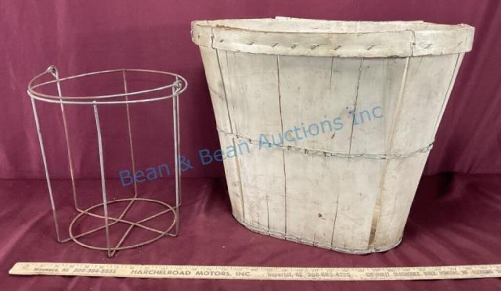 Antique bushel and wire basket