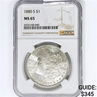 1880-S Morgan Silver Dollar NGC MS65