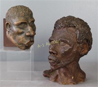Two Pottery Busts of African American Males