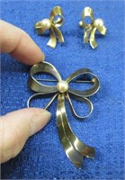 sterling silver bow brooch & earrings