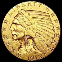 1912 $5 Gold Half Eagle CLOSELY UNCIRCULATED