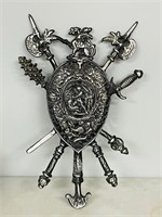 metal coat of arms wall hanger 25"