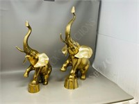 pair of brass circus elephants - 15.5" & 19" tall