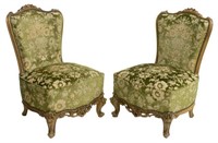 (2) ITALIAN ROCOCO STYLE DAMASK SIDE CHAIRS