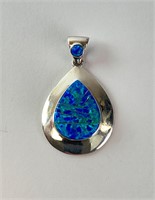 Sterling Native Blue Opal Pendant 4 Grams