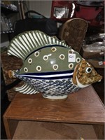 Large Signed Decor Pottery Fish