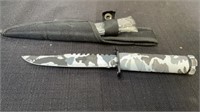 4.5” Camo black and white knife with shealth