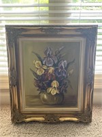 24" x 20" Colorful Potted Flowers Framed Painting
