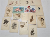1900s Americana & female postcards +