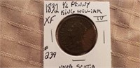 1832 Half Penny Nova Scotia King William IV XF