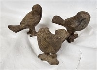 Three Cast Metal Birds