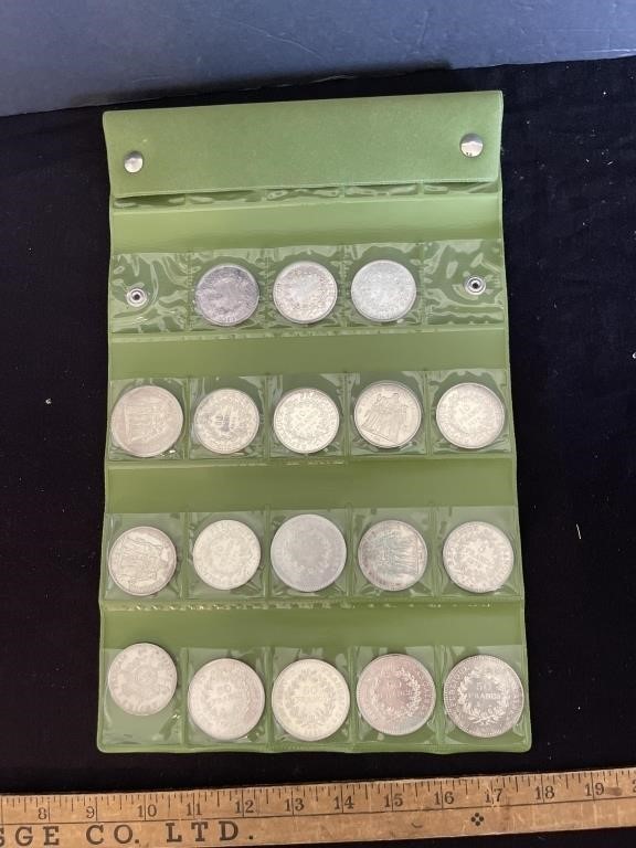 France Republic coins in pouch