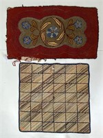 Rag rugs: Red borders, flowers, 26" x 45" / 37" x