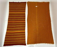 2 Afghans: handmade, orange - 48" x 88" / Orange