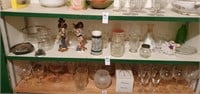 Shelf of random glassware