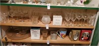 Shelf of random glassware